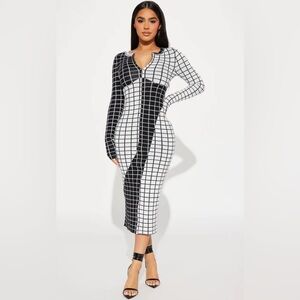 Joanna Sexy Sweater Midi Dress - Black/White in plus size 1X